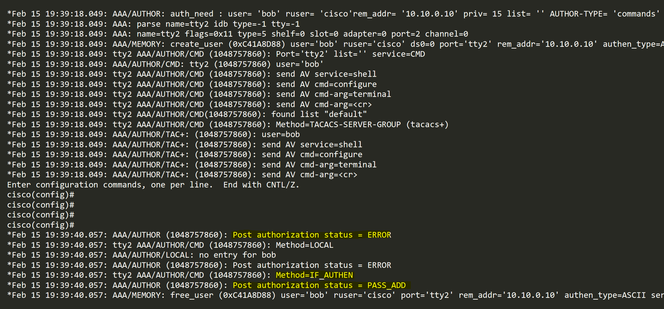 Configuring AAA on Cisco devices using TACACS+